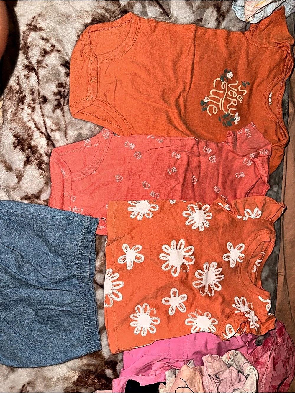 Carter's Baby Bodysuit Set Orange & Pink Baby 12M